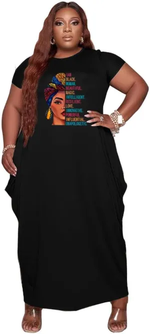 YeGine Oversize Tshirt Dress Plus Size Short Sleeve Maxi Dress with Pockets
