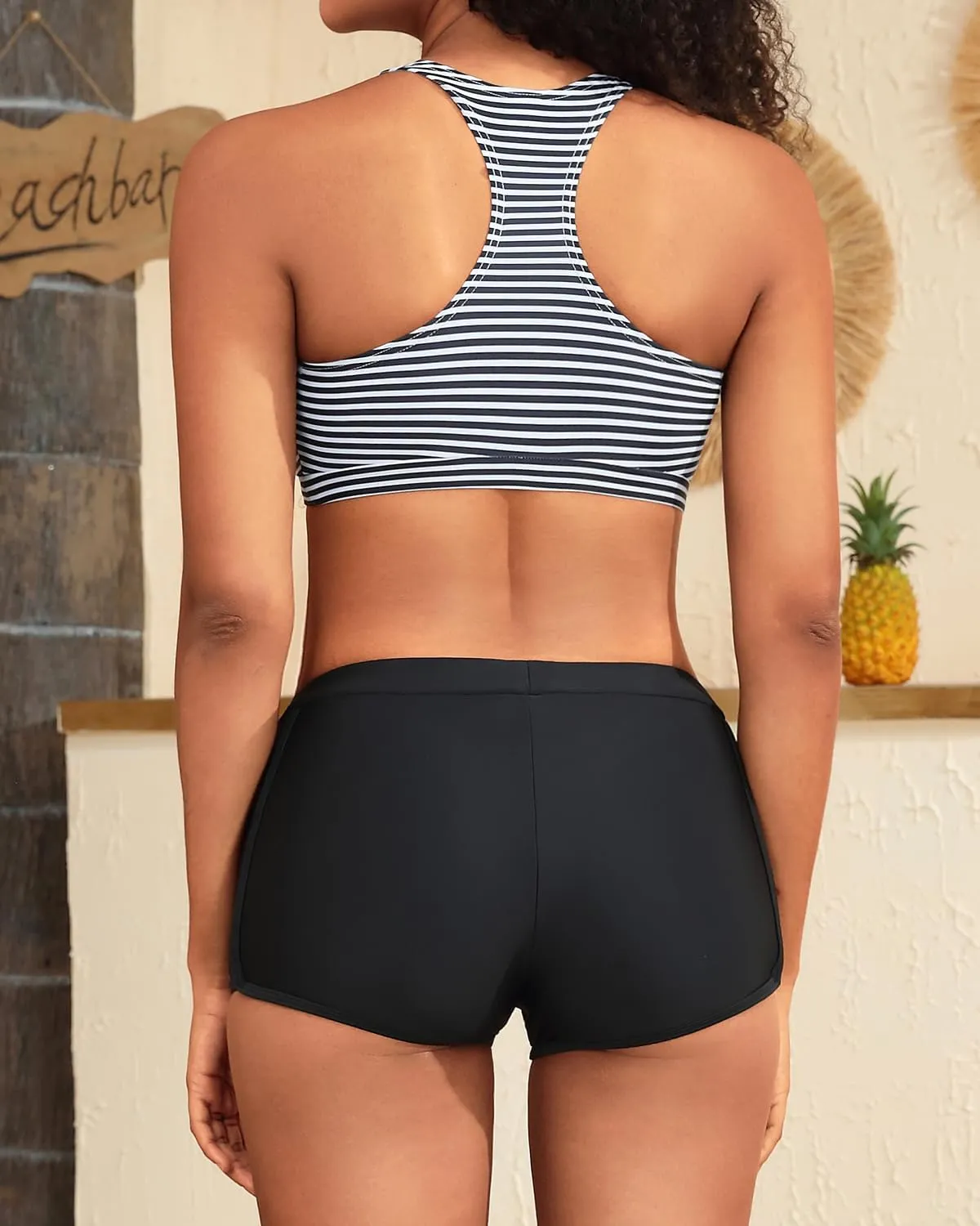 Yonique 3 Piece Athletic Tankini Swimsuits for Women with Shorts Swim Tank Tops with Sports Bra and Boyshorts Bathing Suits