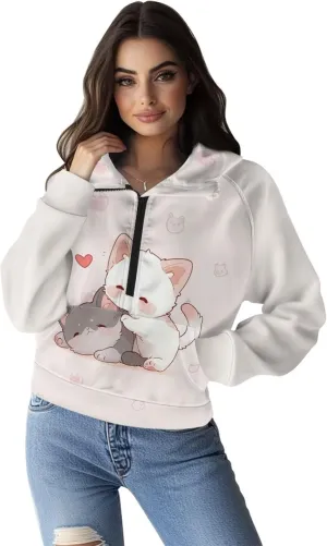 Yzaoxia Women's Hoodies Half Zip Sweatshirt Oversized Pullover Top